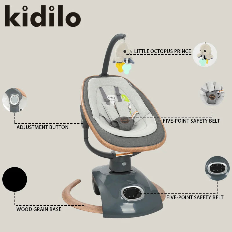 Kidilo Baby Rocking Chair Bouncer New Bor Baby Cradle Sleeping Swing Chair Electric Automatic Bed for Babies Horse Chair BY058