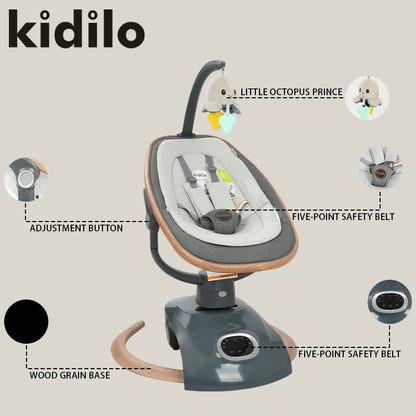 Kidilo Baby Rocking Chair Bouncer New Bor Baby Cradle Sleeping Swing Chair Electric Automatic Bed for Babies Horse Chair BY058
