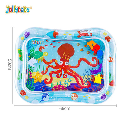 Jollybaby Portable Inflatable Cotton Water Play Mat Toy Wholesale Infants Baby Tummy Time Toy with Ocean Theme for 3 24 Months