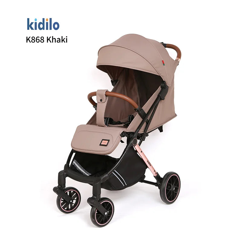 0-3 Years Foldable Lightweight Kidilo Baby Stroller Non-Toxic Travel Stroller with Adjustable Handle for Toddlers Trips K868