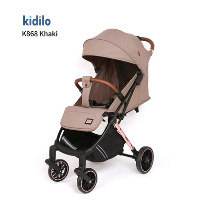 0-3 Years Foldable Lightweight Kidilo Baby Stroller Non-Toxic Travel Stroller with Adjustable Handle for Toddlers Trips K868