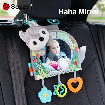 Animal Fox Soft Plush Hanging Rattle Baby Stroller & Car Seat Toy Tummy Time Mirror & Teethers Toy