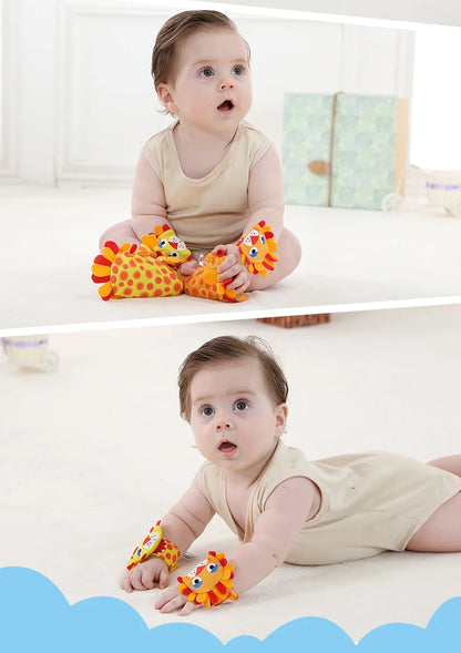 Jollybaby Cute Animal Soft Baby Rattles Wrist Rattles and Foot Finders with Butterflies and Lady Bugs for Fun