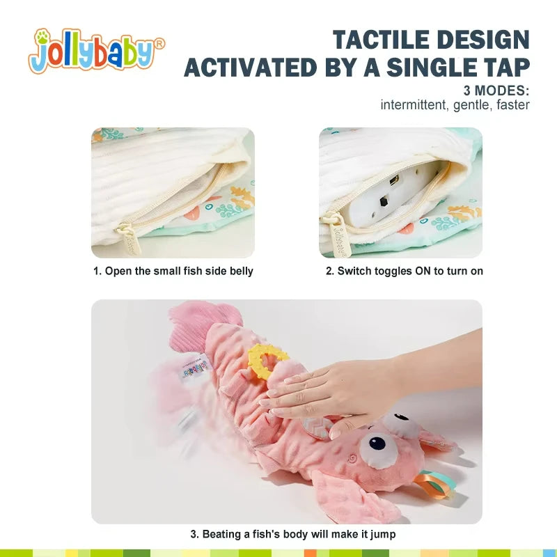 Jollybaby Manufacturer Baby Electric Soothing Toys Whale crocodile Animal Plush Toy with Wagging Tail for Sleeping Newborn Baby