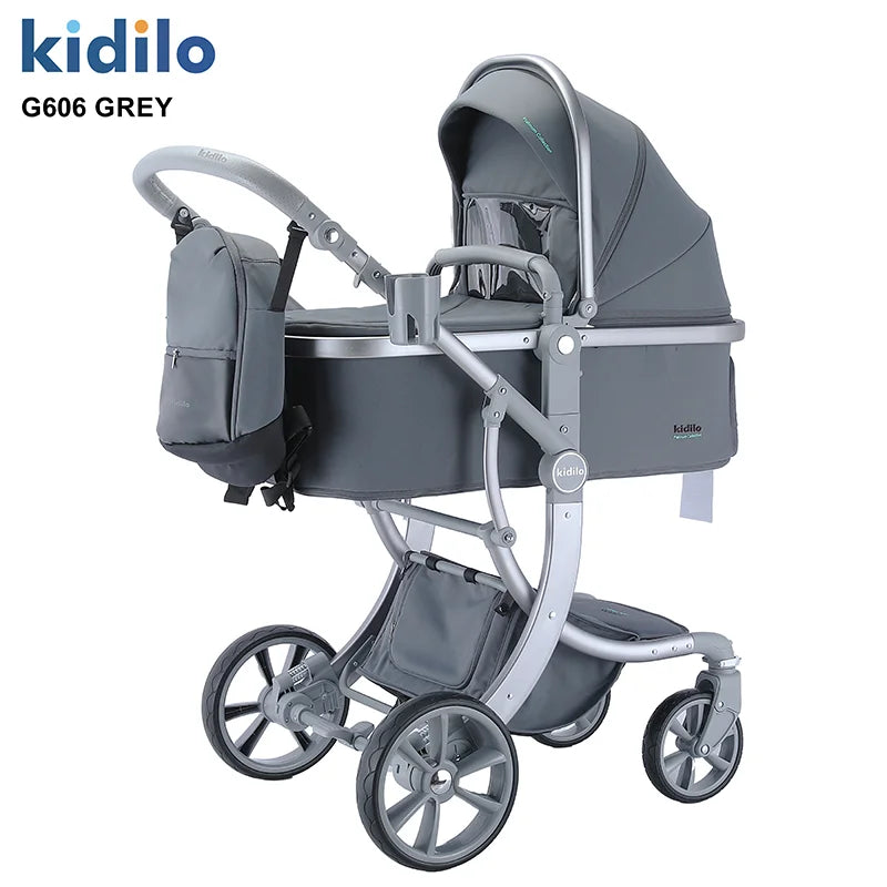 0-3 Years 3 in 1 Kidilo Baby Stroller with Car Seat, Non-Toxic Durable Foldable Travel Stroller for Toddlers Family Trips G606