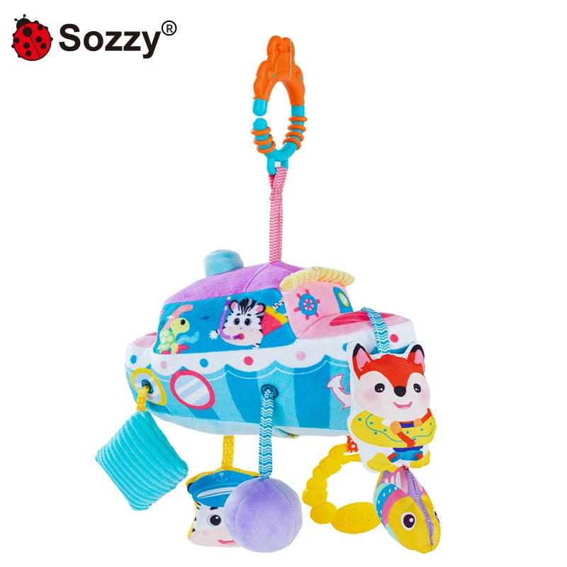 Manufacturer's Musical Soft Stuffed Activity Plush Hanging Baby Bed Stroller Cot Pull String Sensor Includes Sets for Plane Car
