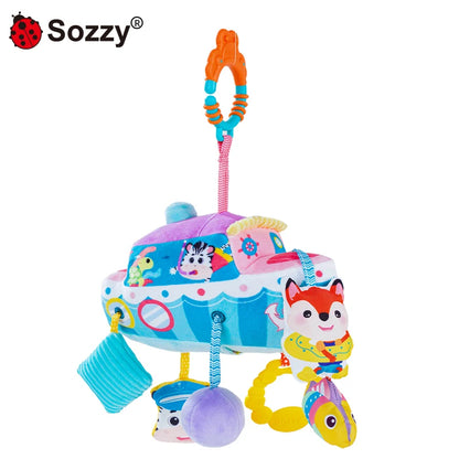 Manufacturer's Musical Soft Stuffed Activity Plush Hanging Baby Bed Stroller Cot Pull String Sensor Includes Sets for Plane Car