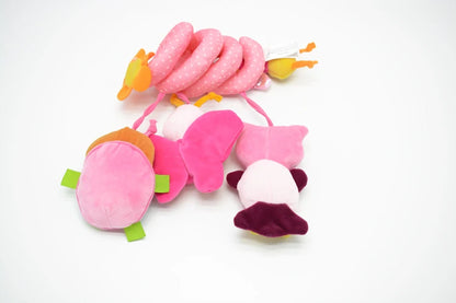 Sozzy Take-Along Pink Infant Crib Stroller Sensory Activity Spiral Hanging Rattle Toy Custom Logo Soft Baby Rattles