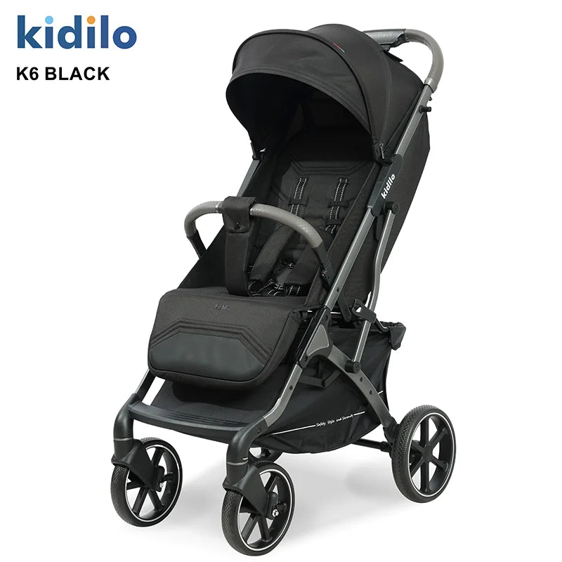 0-3 Years Foldable Kidilo Baby Stroller Lightweight Non-Toxic Travel Stroller with Adjustable Handle for Toddlers Daily Walks K6