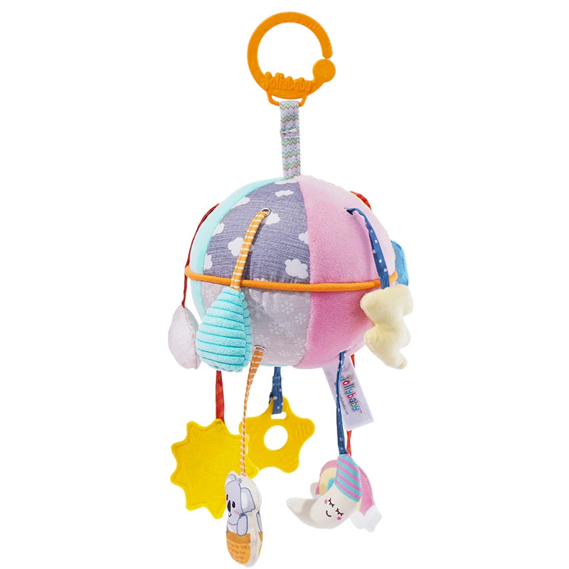 Jollybaby Custom Soft Activity Plush Toy Pull String Musical Sensory Hanging Toys for Toddlers Includes Teether Squeaker Set
