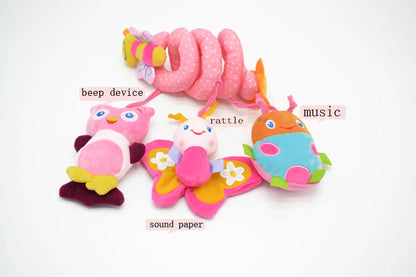 Sozzy Take-Along Pink Infant Crib Stroller Sensory Activity Spiral Hanging Rattle Toy Custom Logo Soft Baby Rattles