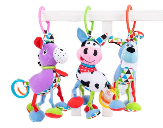 Jollybaby Colorful Soft Infant Rattle and Teether Toy Plush Animal Bed Hanging Baby Rattles Best Seller Baby Rattles Product