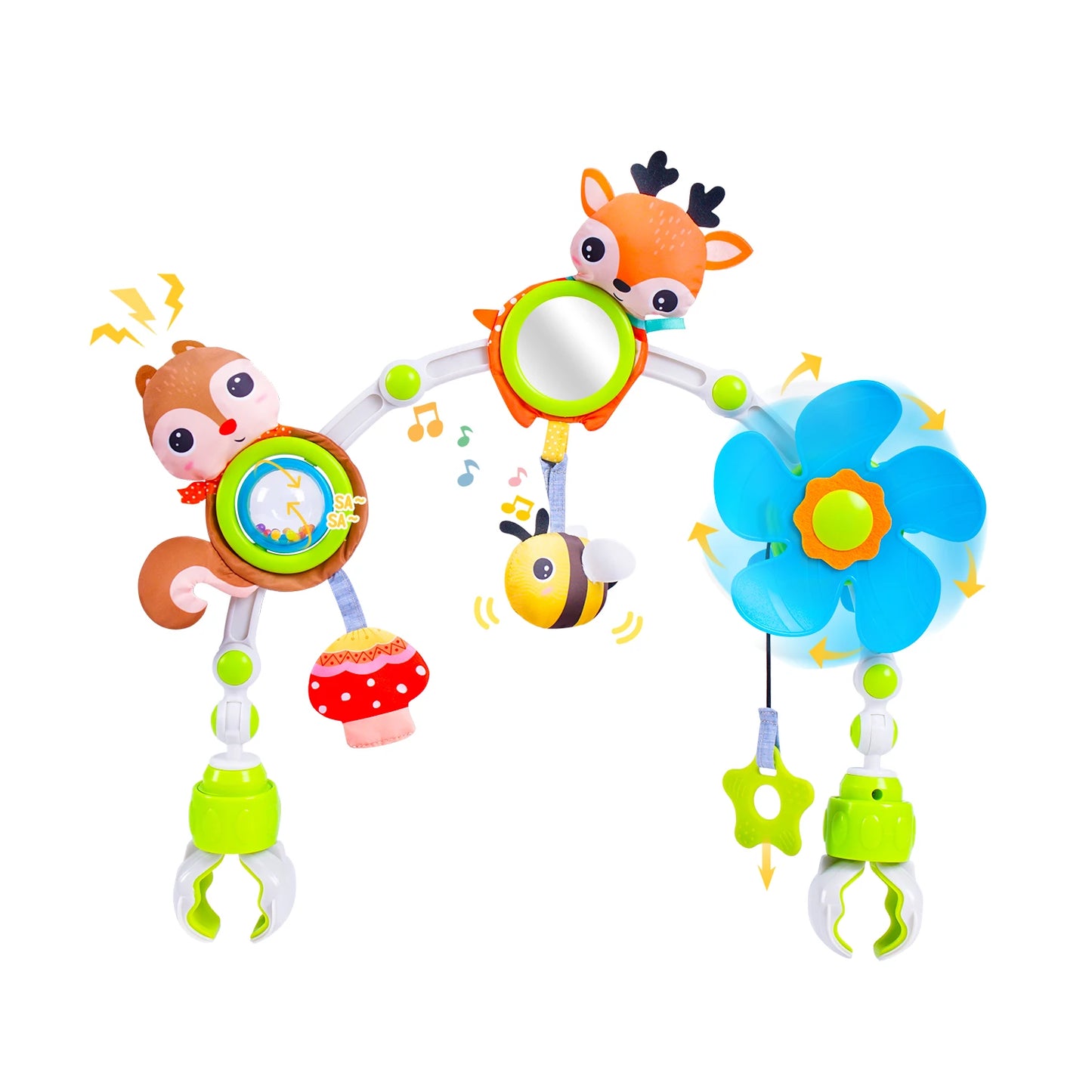 Newborns Sensory Activity Adjustable Animal Baby Bed Hanging Toys Stroller Arch Toys for Bassinet Crib