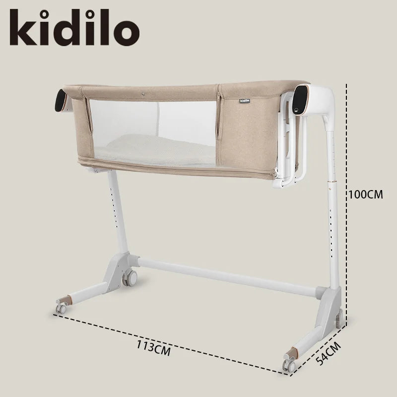 Kidilo Luxury Convertible Bedside Crib Bed Foldable Modern Travel Portable for Newborns Luxury Mosquito Net Bedroom  SG506