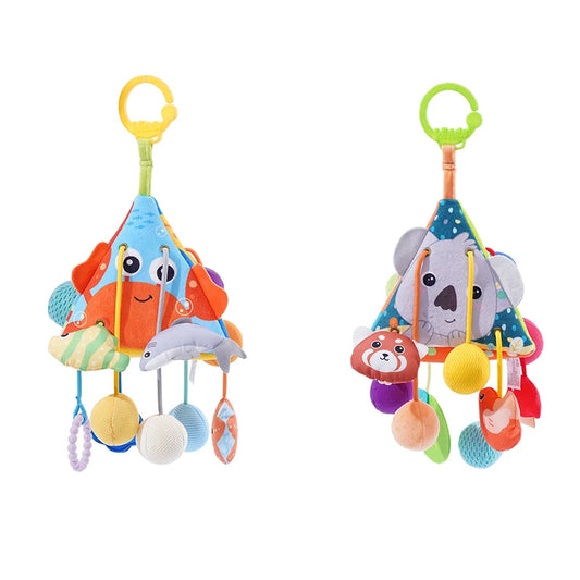 Jollybaby OEM Soft Activity Plush Animal Mobile Educational Hanging Toys Pull String Decorations Sensory Cribs Cotton Plastic