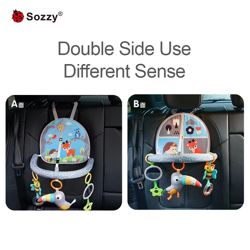 Sozzy Original Design Soft Plush Stuffed Animal Baby Rattle Musical Grasping Hanging Sensory Car Seat Toy