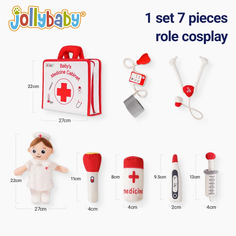 Jollybaby Wholesale Montessori Baby Pretend Play Toy Soft Doctor Toy Play Set Medical for Children Kids