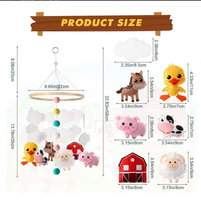 Wood Hanging Rotating Toy Baby Musical Crib Mobile for Bed Crib Toys Manufacturer Nursery Decor Felt Animal Unisex Acccepted