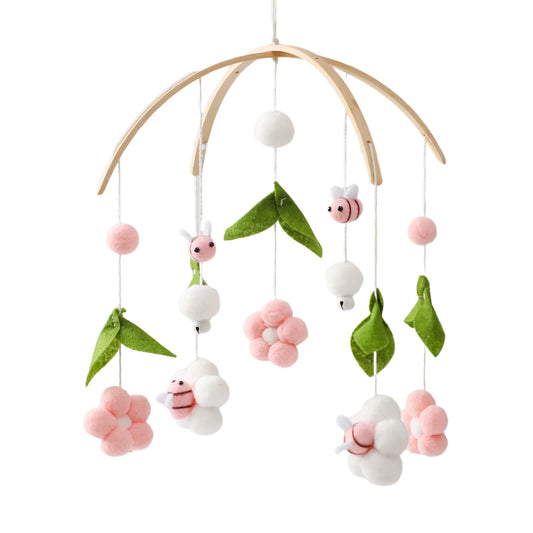 Customization Bee Animal Wooden Handcraft Wind Chime Hanging Toy Baby Musical Crib Mobile Toys for Bed Crib