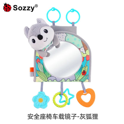 Animal Fox Soft Plush Hanging Rattle Baby Stroller & Car Seat Toy Tummy Time Mirror & Teethers Toy