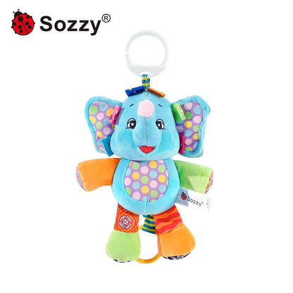 Custom Animal Soft Plush Stuffed Doll Hanging Musical Rattle Toys Baby Pulling Plushies Musical Toy for Newborn