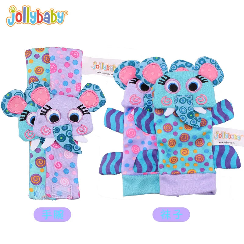 Jollybaby Cute Animal Soft Baby Rattles Wrist Rattles and Foot Finders with Butterflies and Lady Bugs for Fun