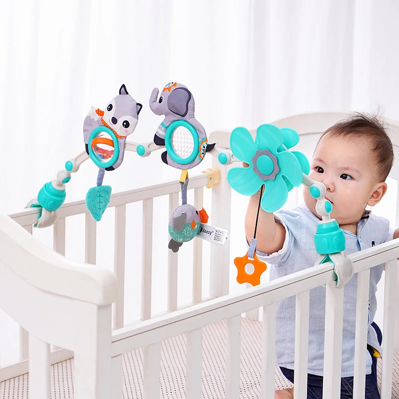 Travel Arch Bassinet Toys for Infant Toddlers Baby Crib Stroller Accessory Pram Activity Bar Toy for Senses and Motor Skill