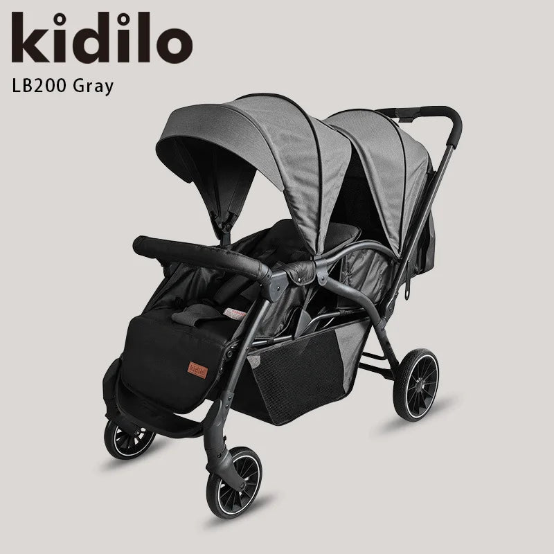 0-3 Years Kidilo Double Twin Baby Stroller, Foldable Non-Toxic Travel Stroller for Toddlers Kids Daily Walks Family Trips LB200