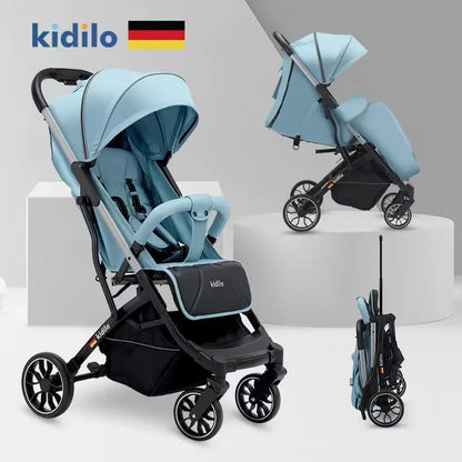 0-3 Years Foldable Kidilo Baby Stroller Lightweight Non-Toxic Travel Stroller with Adjustable Handle for Toddlers Daily Walk K20