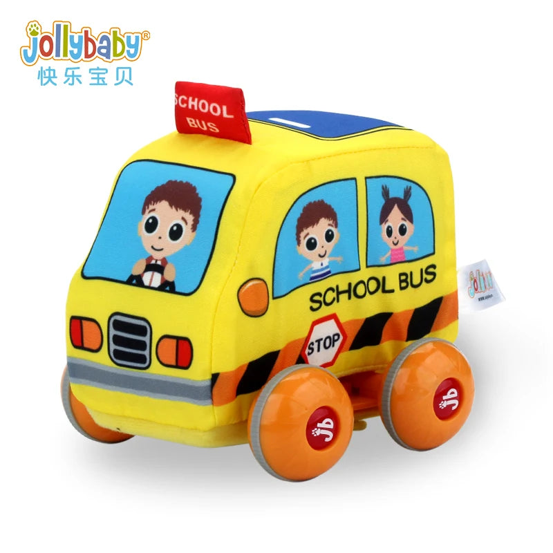 Jollybaby Police Cars Baby Mini Toy Soft Vehicles Pull-Back Racing Baby Plush Stuffed Car Toys for Children Kids