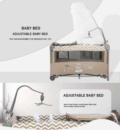 Kidilo Baby Cribs Side Baby Crib | Foldable Play Crib with Multi-Function Design for Newborns Babiescrib for Babies T-701L