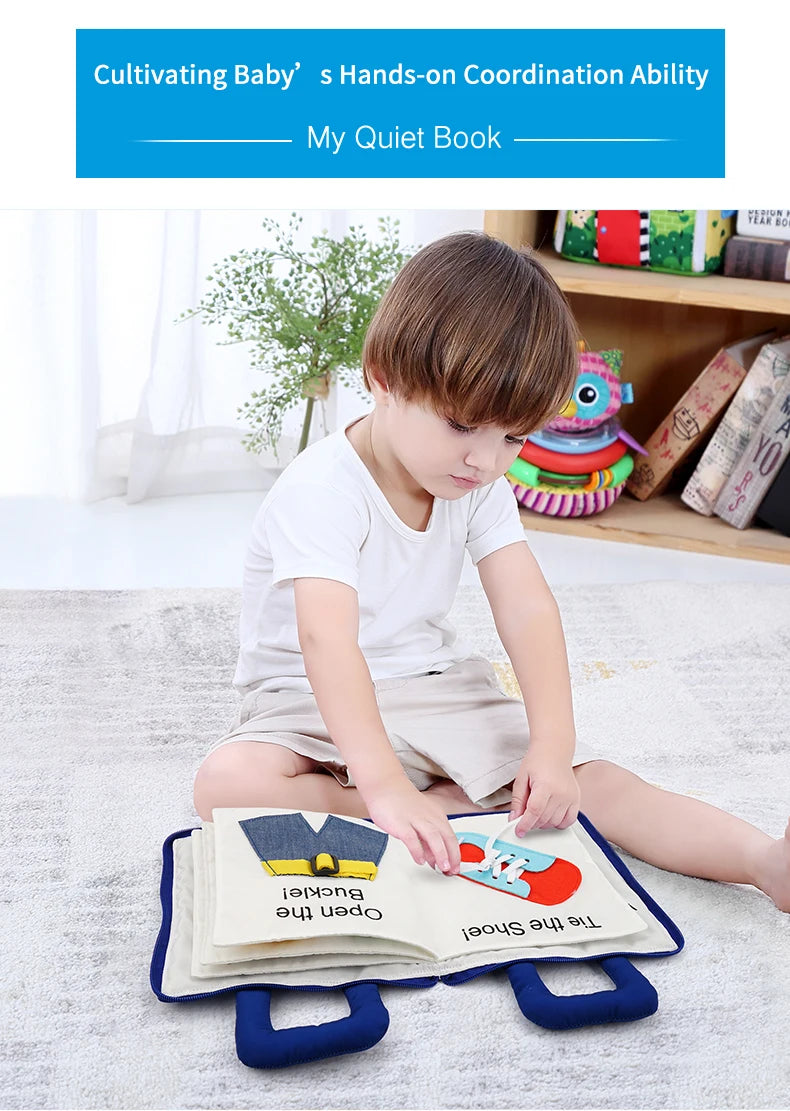 Jollybaby Customization logo Practical Skills Infant Early Educational Toys My First Book Fabric Montessori Busy Quiet Book