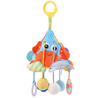 Jollybaby Custom Soft Activity Plush Toy Pull String Musical Sensory Hanging Toys for Toddlers Includes Teether Squeaker Set