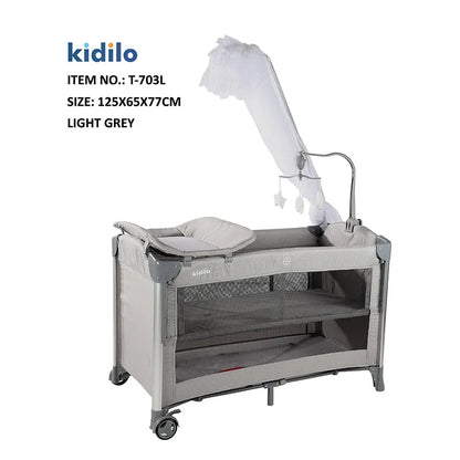 Newborn Foldable Portable Modern Kidilo Luxury Baby Crib, Convertible 3 in 1 Bedside Crib with Mosquito Net for Nursery T-703L