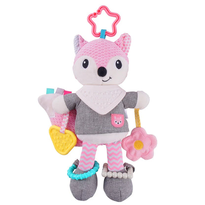 Wholesale Custom Design Fox Animal Activity Car Seat&Stroller  Baby Crib Plush Doll Soft Crinkle Squeaky Sensory Hanging Toy