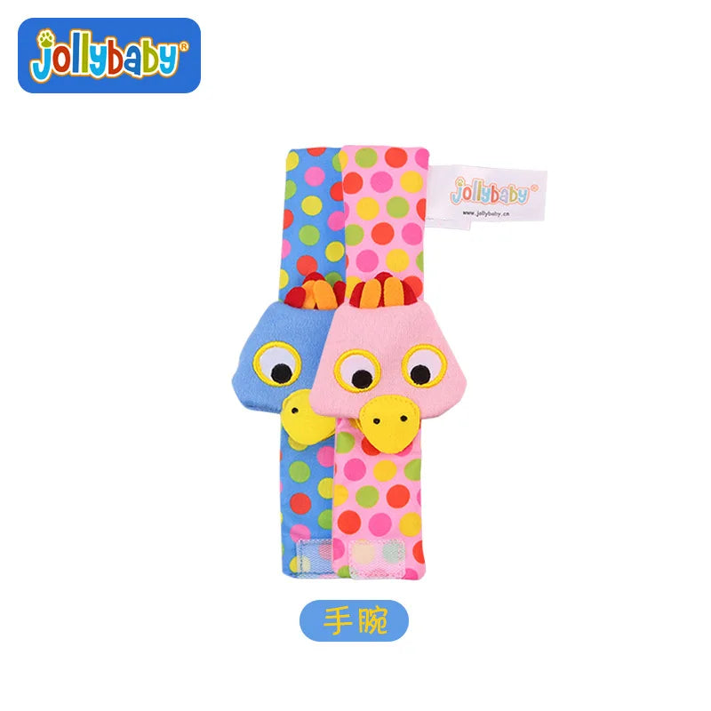 Jollybaby Cute Animal Soft Baby Rattles Wrist Rattles and Foot Finders with Butterflies and Lady Bugs for Fun