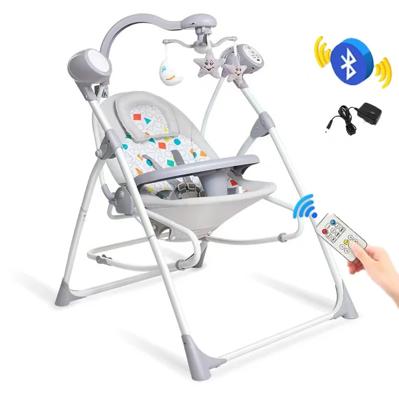 6-36 Months Baby Electric Swing Rocking Chair Foldable Non-Toxic Swing Chair Bouncer Function for Toddler Sleep Indoor SW102