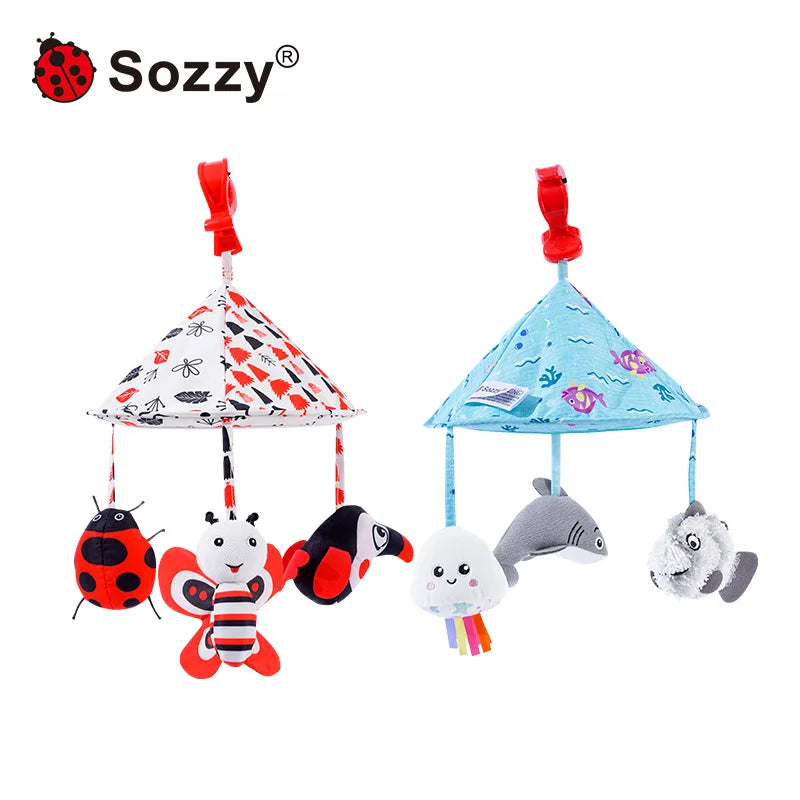 JOLLYBABY Soft Fancy Activity Cube 6-Month Baby Toy with Hanging Bell Early Education Mobiles Gift