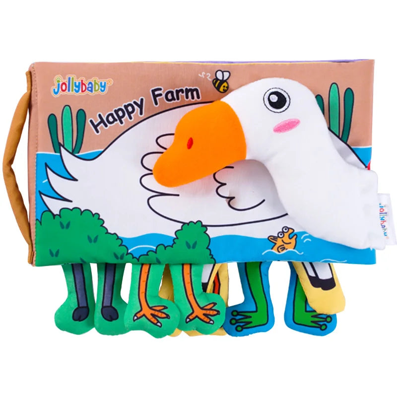 Jollybaby European Sale Online 3D Stuffed Cartoon Learning Animal Baby Tummy Time Cloth Book