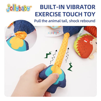 Custom Plush Animal Polar Bear woodpecker Rattle Montessori Pull String Toy Car Seat Stroller Hanging Toy Play Jitter Toys