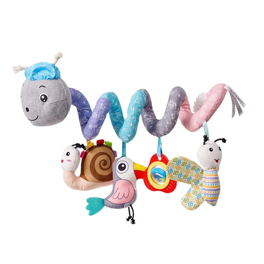 Custom logo Baby Pram Crib Activity Infant Stroller Caterpillar Hangings Rattle Toy Spiral Plush Toys
