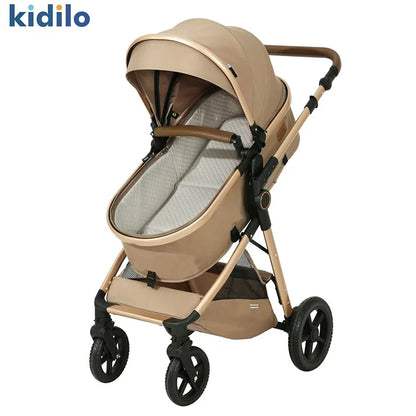 K05 Kidilo 0-3 Years 3 in 1 Baby Stroller with Car Seat Non-Toxic Durable Foldable Travel Stroller for Toddlers Family Trips