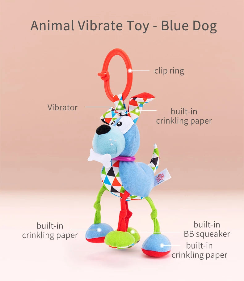 Jollybaby Colorful Soft Infant Rattle and Teether Toy Plush Animal Bed Hanging Baby Rattles Best Seller Baby Rattles Product