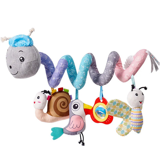 Jollybaby Custom Animal Caterpillar Spiral Stroller Activity Grey Spiral Baby Musical Hanging Toy Baby Spiral Bed Toys