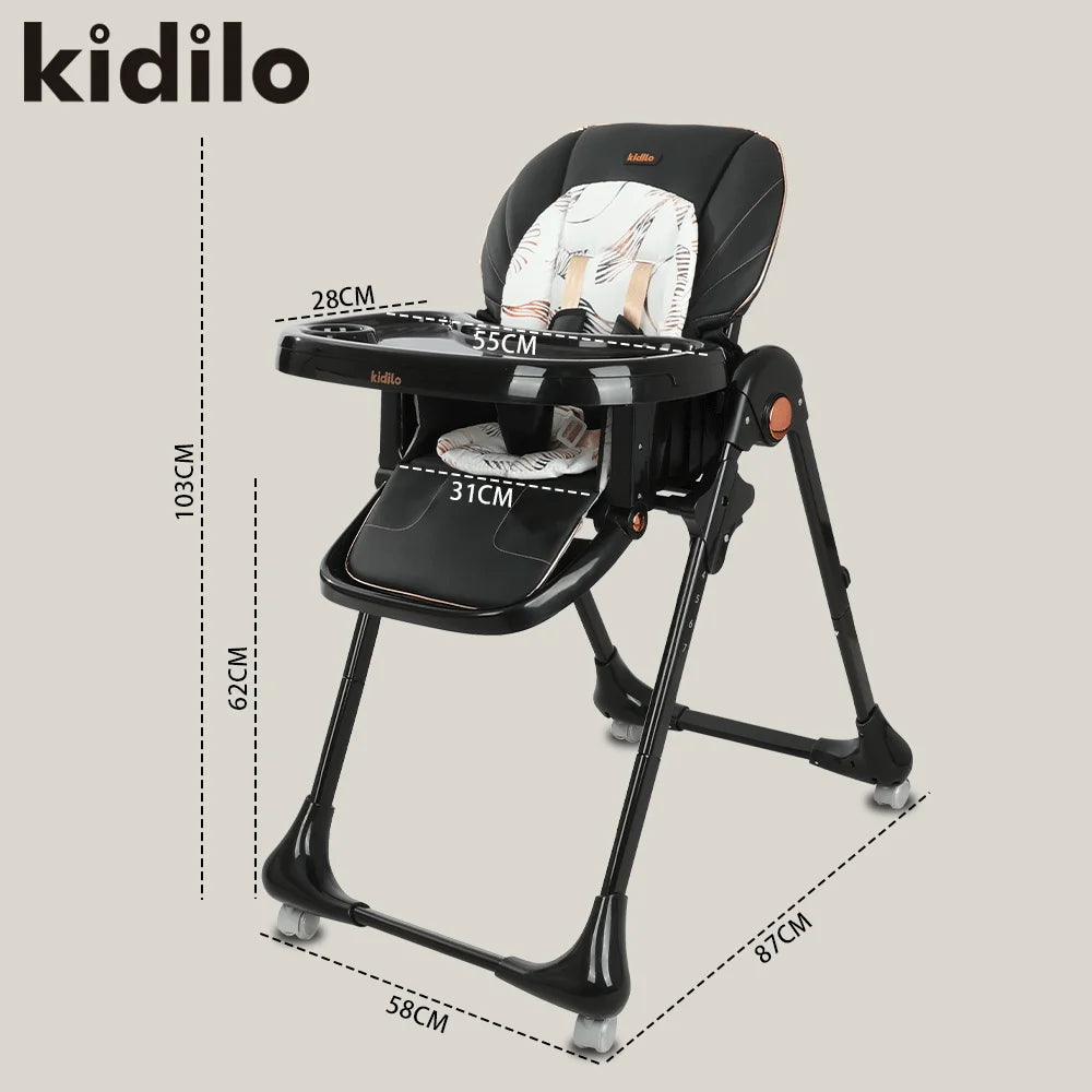 6-36 Months 3 in 1 Foldable Baby High Chair for Baby, Non-Toxic Feeding Chair for Toddler Dining at Home & Small Space KD003