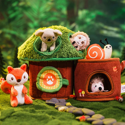 Custom Mushroom Carrier Home Soft Small Plush Forest Jungle Animals Toys Pretend Play Set Gift for Infant Kids