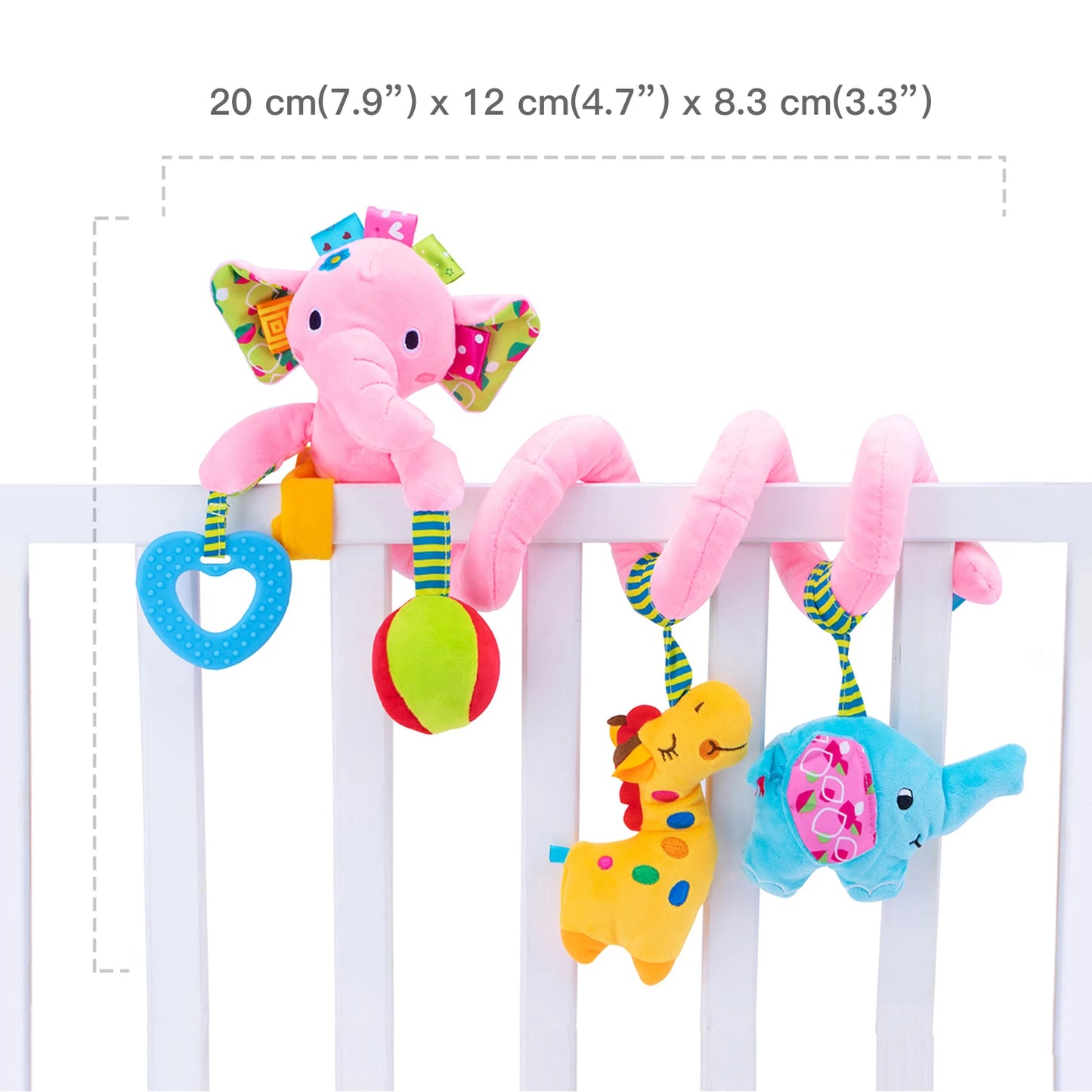 Manufacturer Custom Spiral Plush Elephant Toy Baby Rattle Hanging Animal Mobile for Infant for Bassinet Crib Carriage PP Cotton