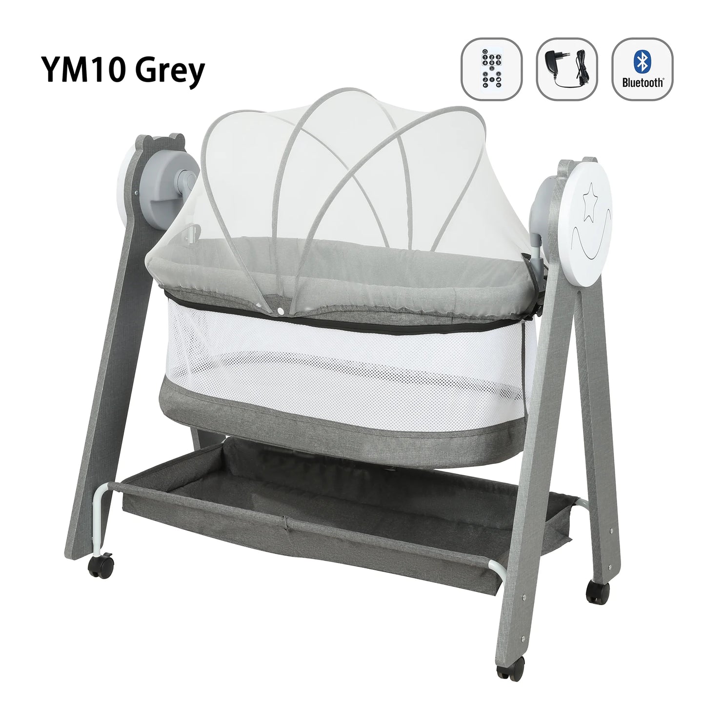 Newborn Foldable Portable Modern Kidilo Luxury Baby Crib, Convertible 3 in 1 Bedside Crib with Mosquito Net for Nursery YM10