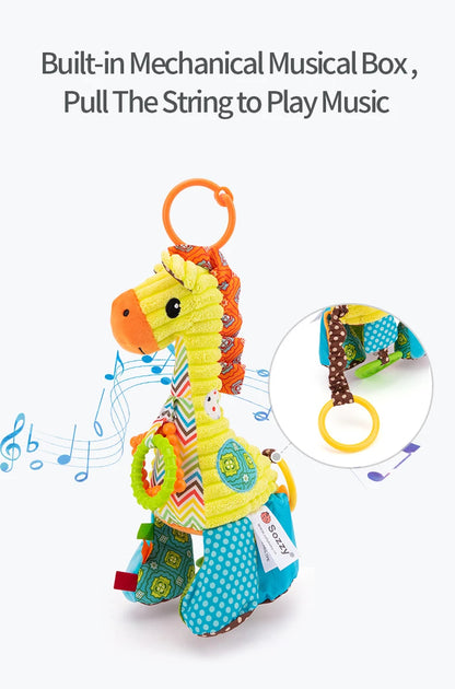 Jollybaby Soft Toy Rattles Hanging Animals Lion Elephant Zebra Horse Musical Toy for Baby's Stroller Car Seat PP Cotton Filling