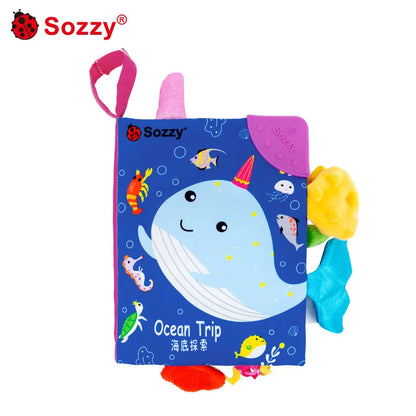 Sozzy Animals Tails Baby Cloth Books Early Education Interactive Fabric Activity Crinkle Soft Fabric Unisex Colorful Education